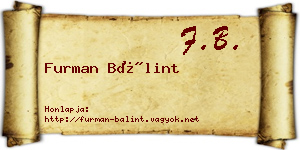 Furman Bálint névjegykártya